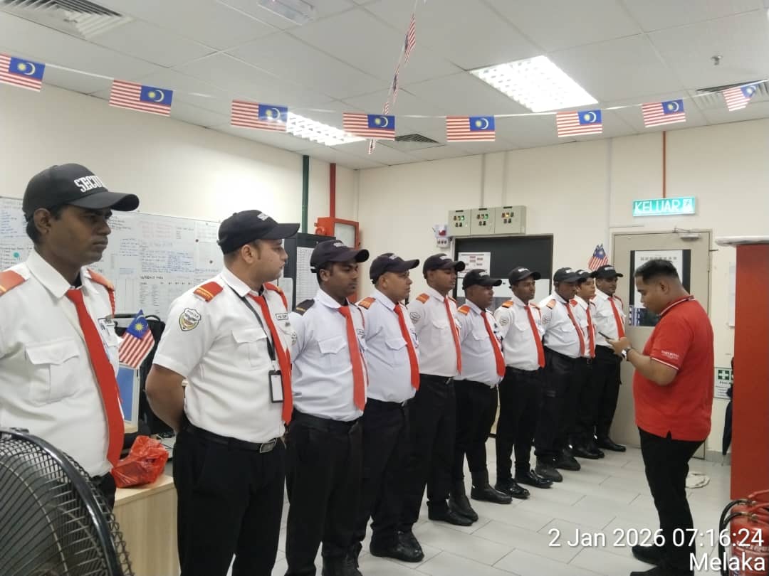 KSD Security guards attending a daily security briefing before shift
